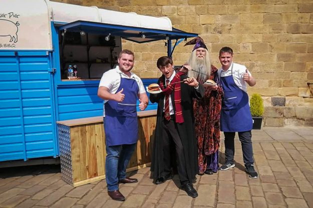 The Rolling Pig Vintage Horsebox with Harry Potter at Alnwick Castle