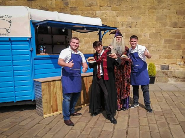 The Rolling Pig Vintage Horsebox with Harry Potter at Alnwick Castle